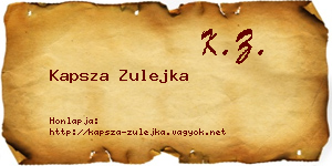 Kapsza Zulejka névjegykártya